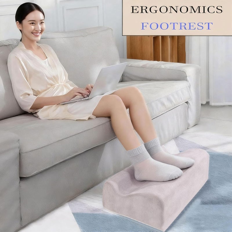 COMFelicify Foot Rest for Under Desk at Work, Ergonomic Under Desk Footrest with Washable Cover, Memory Foam Foot Stool for Office Chair & Gaming Chair, Back & Hip Pain Relief, Light Grey - Image 3